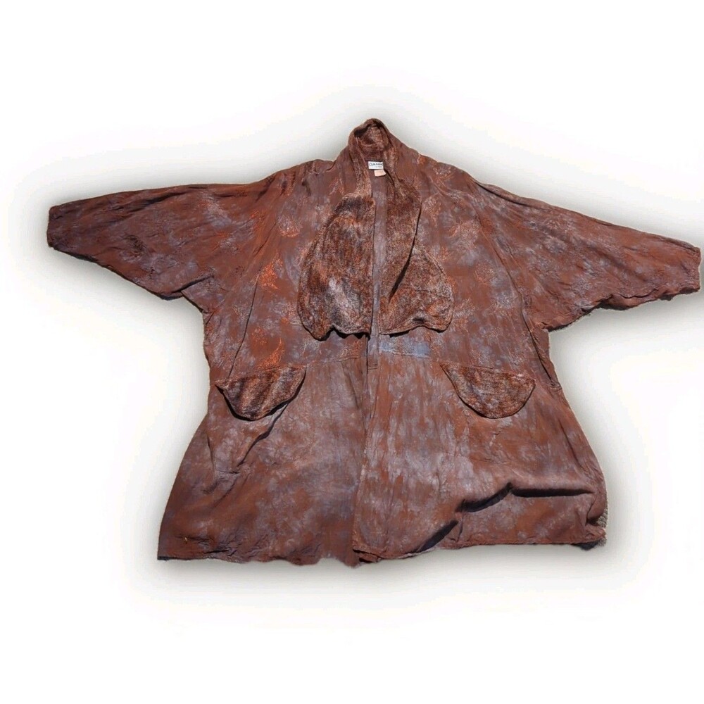 Vintage Classique by Shawn Lagenlook Open Front Cardigan Rustic Velvet Flowy